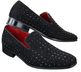 Ανδρικά σουέτ μοκασίνια με slip-on παπούτσια και καρφιά, ασημί, κομψό, casual, λαμπερό, πάρτι