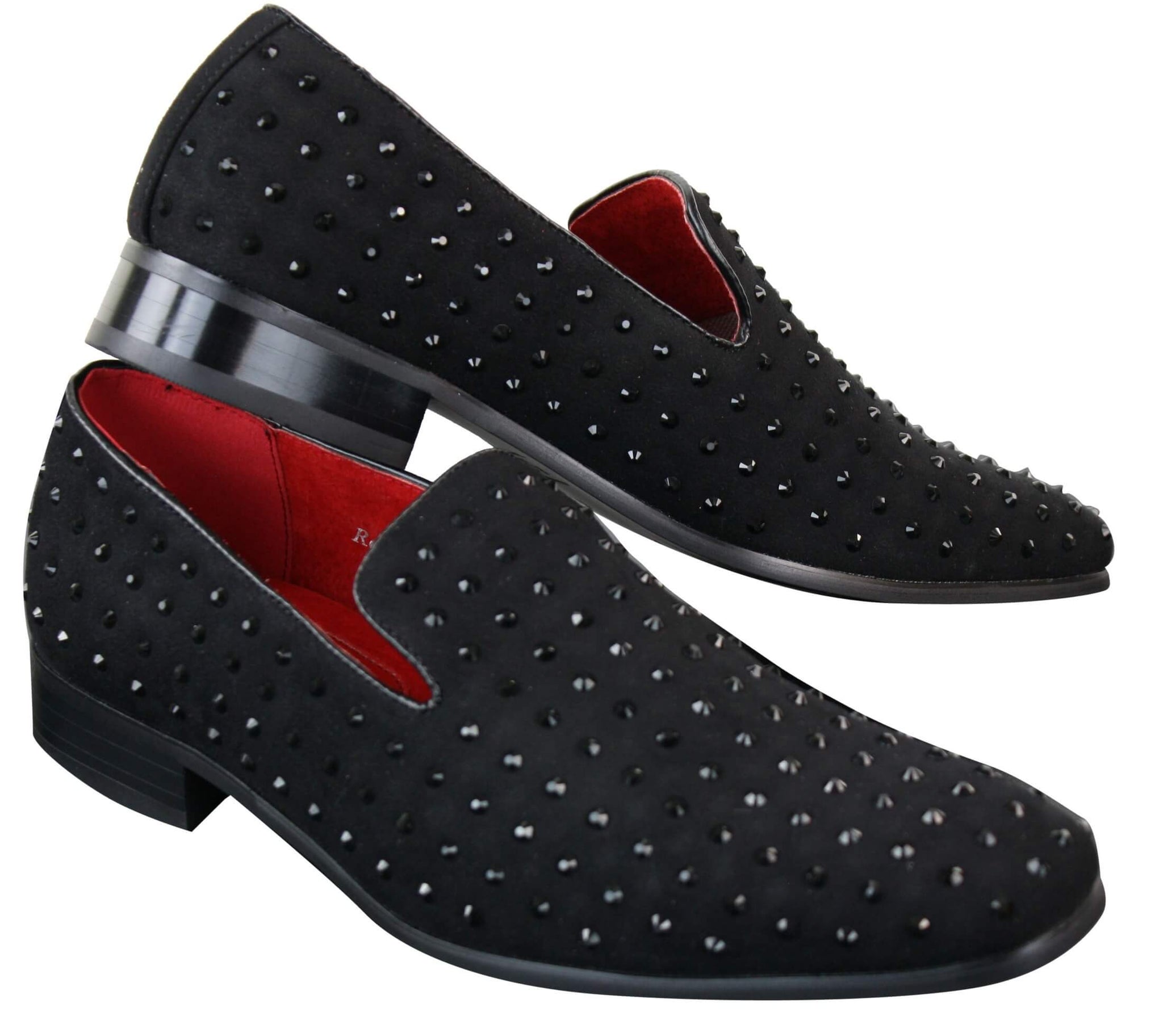 Ανδρικά σουέτ μοκασίνια με slip-on παπούτσια και καρφιά, ασημί, κομψό, casual, λαμπερό, πάρτι