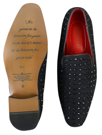 Ανδρικά σουέτ μοκασίνια με slip-on παπούτσια και καρφιά, ασημί, κομψό, casual, λαμπερό, πάρτι