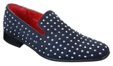 Ανδρικά σουέτ μοκασίνια με slip-on παπούτσια και καρφιά, ασημί, κομψό, casual, λαμπερό, πάρτι