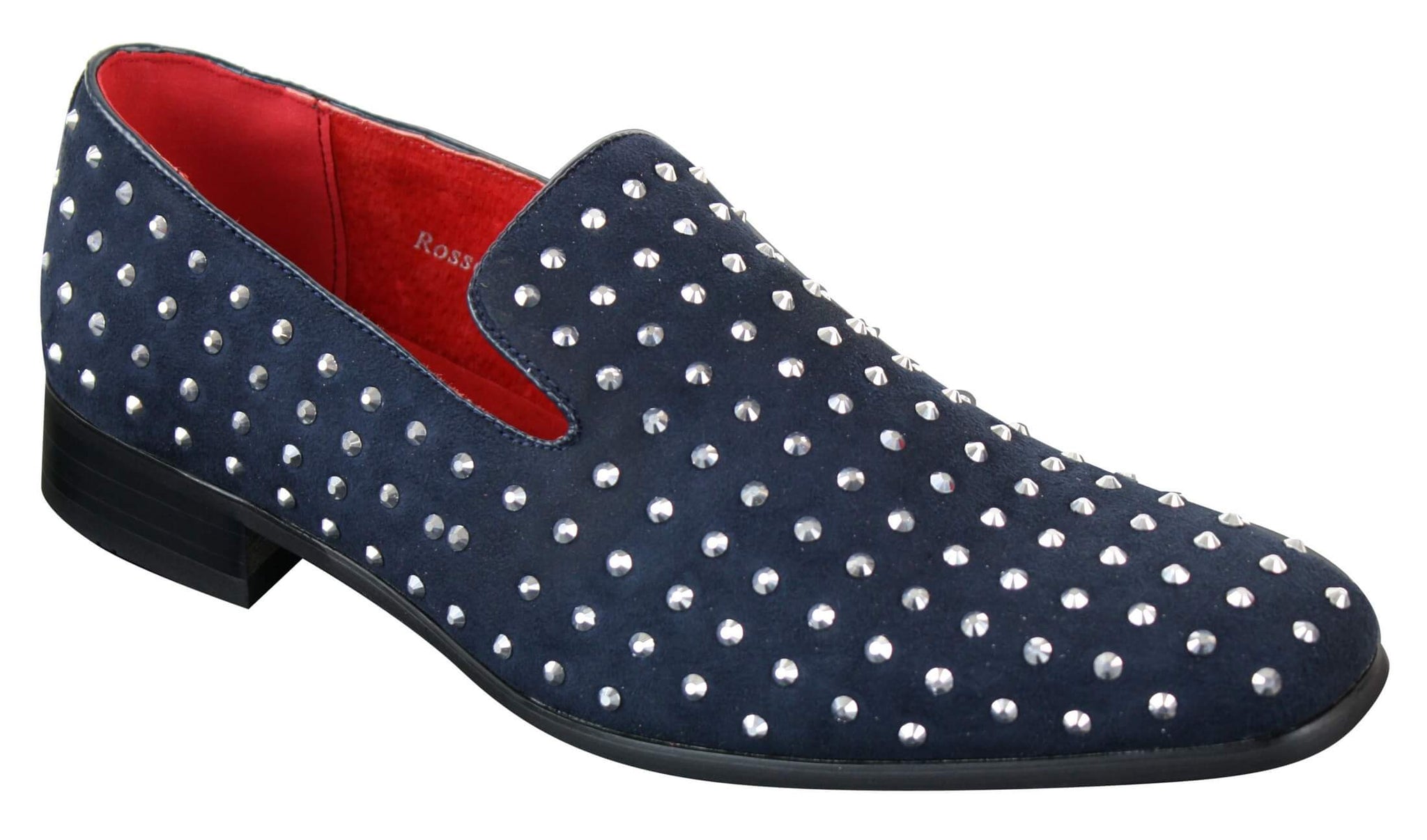 Ανδρικά σουέτ μοκασίνια με slip-on παπούτσια και καρφιά, ασημί, κομψό, casual, λαμπερό, πάρτι