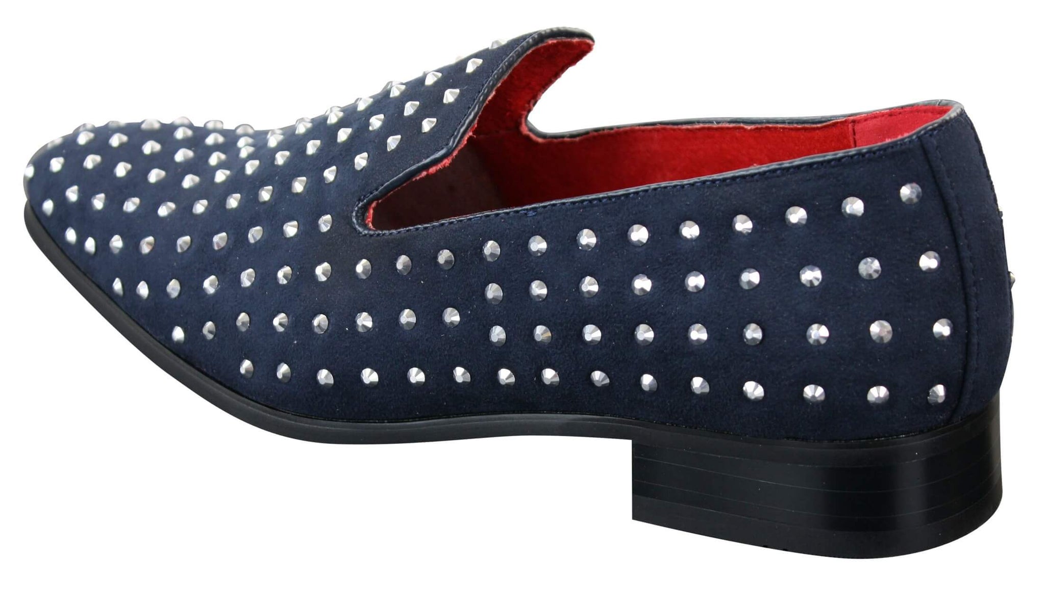 Ανδρικά σουέτ μοκασίνια με slip-on παπούτσια και καρφιά, ασημί, κομψό, casual, λαμπερό, πάρτι