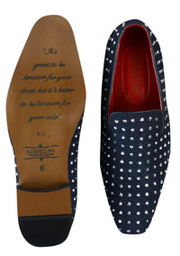 Ανδρικά σουέτ μοκασίνια με slip-on παπούτσια και καρφιά, ασημί, κομψό, casual, λαμπερό, πάρτι