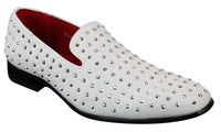Ανδρικά σουέτ μοκασίνια με slip-on παπούτσια και καρφιά, ασημί, κομψό, casual, λαμπερό, πάρτι