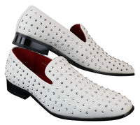 Ανδρικά σουέτ μοκασίνια με slip-on παπούτσια και καρφιά, ασημί, κομψό, casual, λαμπερό, πάρτι