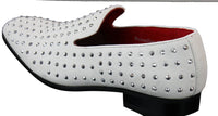 Ανδρικά σουέτ μοκασίνια με slip-on παπούτσια και καρφιά, ασημί, κομψό, casual, λαμπερό, πάρτι
