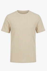 Μπεζ Κλασικό T-shirt με ριγέ σχέδιο για άνδρες