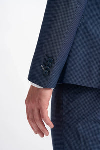 Bond - Ανδρικό Σταυρωτό Κοστούμι 2 Τεμαχίων σε Navy Καρό Χρώμα