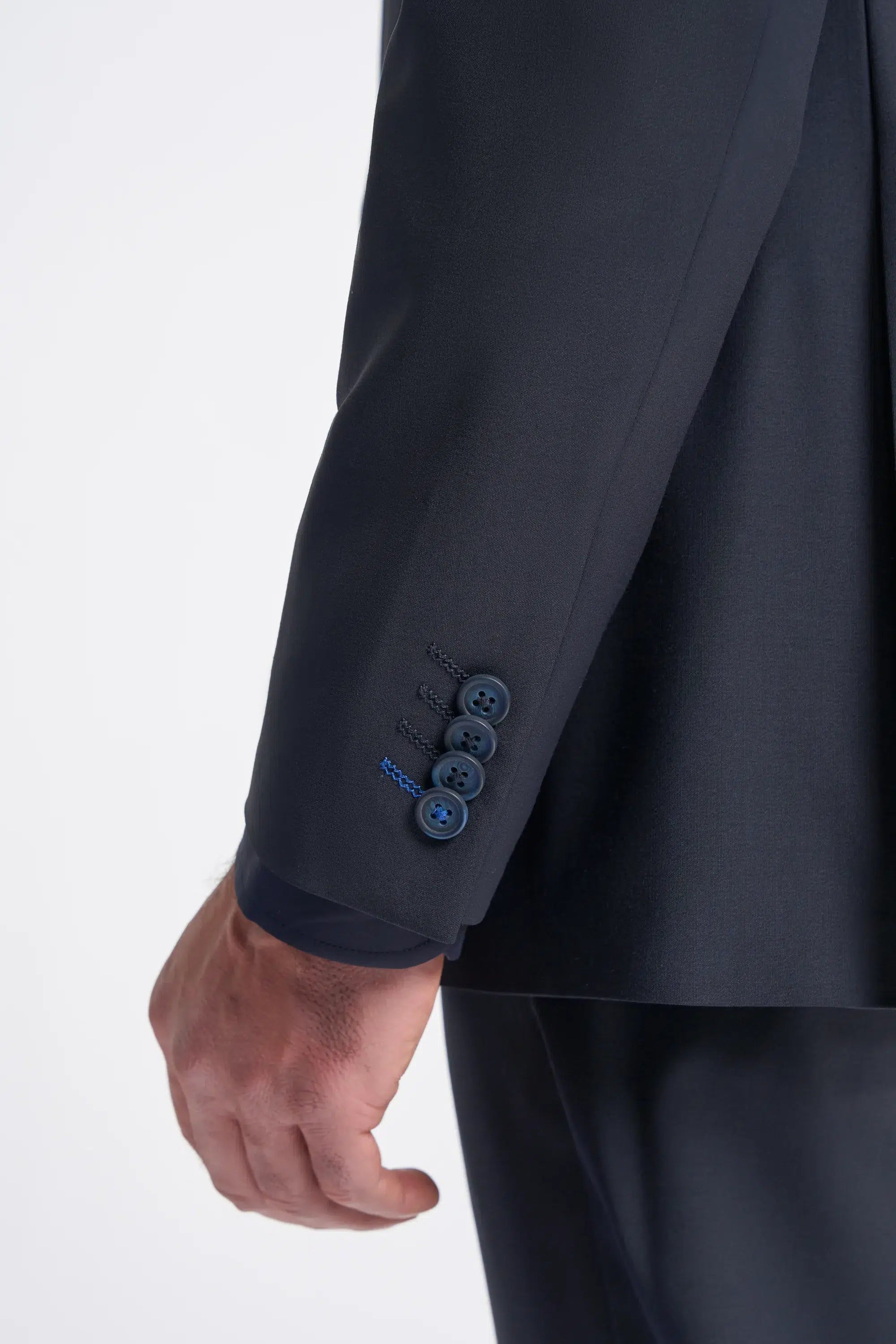 Bond - Ανδρικό Σκούρο Μπλε Σκούρο Κοστούμι 3 Τεμαχίων με Ραφές