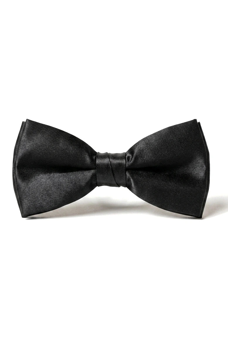 Μαύρο σατέν πουκάμισο Unisex για αγόρια με κλιπς και παπιγιόν