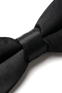 Μαύρο σατέν πουκάμισο Unisex για αγόρια με κλιπς και παπιγιόν