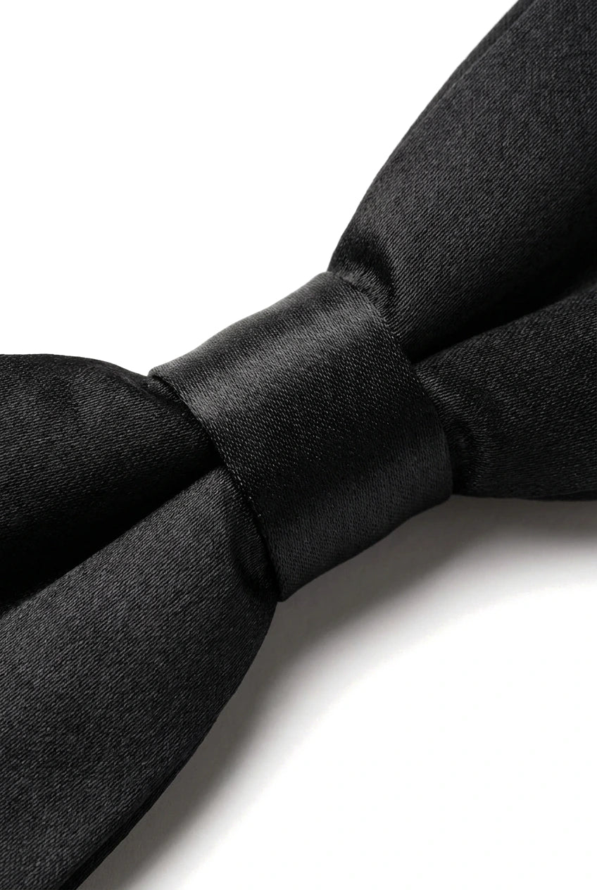 Μαύρο σατέν πουκάμισο Unisex για αγόρια με κλιπς και παπιγιόν