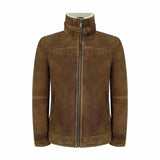 Ανδρικό μπουφάν Shearling Sheepskin σε καφέ-καφέ απόχρωση