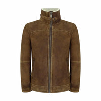 Ανδρικό μπουφάν Shearling Sheepskin σε καφέ-καφέ απόχρωση