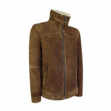 Ανδρικό μπουφάν Shearling Sheepskin σε καφέ-καφέ απόχρωση