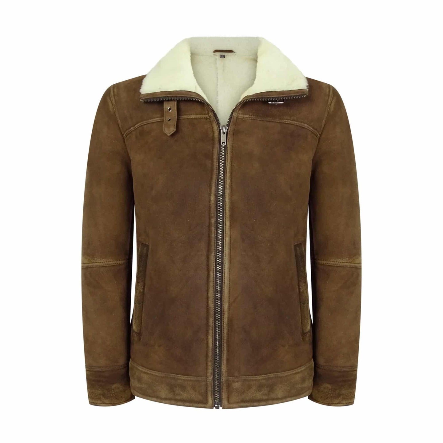 Ανδρικό μπουφάν Shearling Sheepskin σε καφέ-καφέ απόχρωση