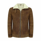 Ανδρικό μπουφάν Shearling Sheepskin σε καφέ-καφέ απόχρωση