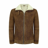 Ανδρικό μπουφάν Shearling Sheepskin σε καφέ-καφέ απόχρωση