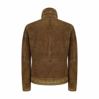 Ανδρικό μπουφάν Shearling Sheepskin σε καφέ-καφέ απόχρωση