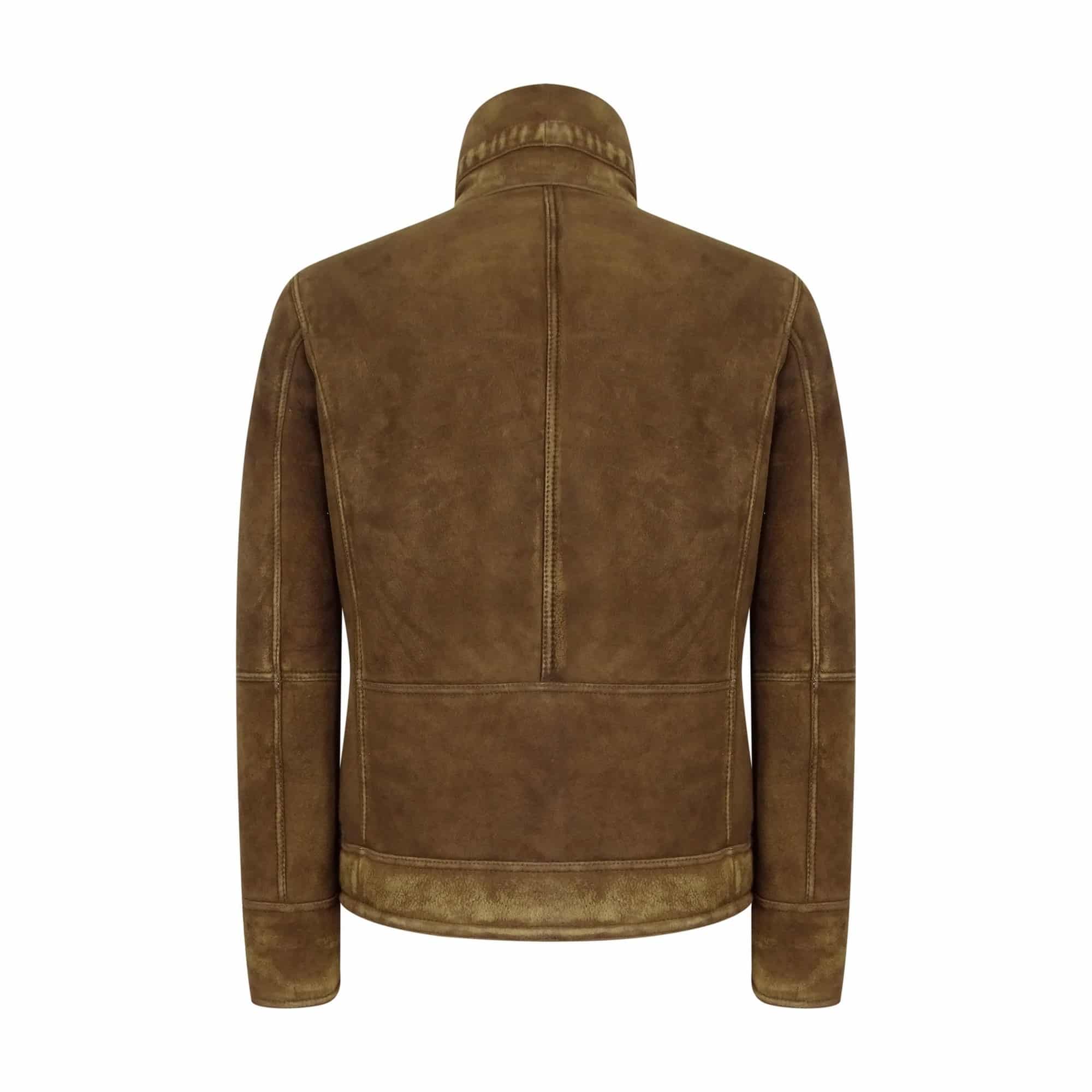Ανδρικό μπουφάν Shearling Sheepskin σε καφέ-καφέ απόχρωση