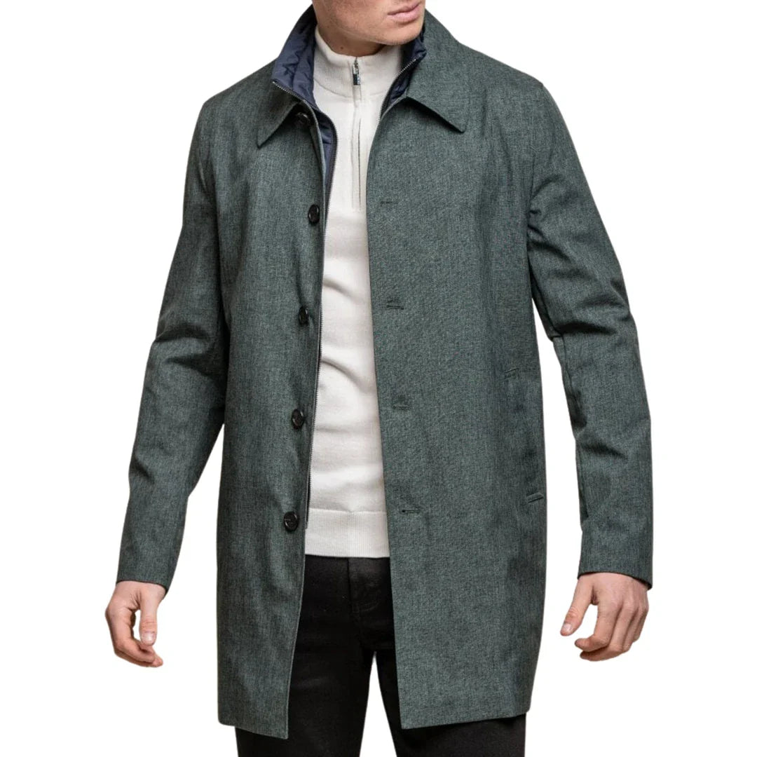 Ανδρικό μπουφάν Brando Mac Olive με ψηλό γιακά και φερμουάρ, κουμπί 3/9