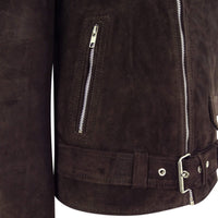 Ανδρικό μπουφάν Brando Suede από γνήσιο δέρμα Vintage με σταυρωτό φερμουάρ - καφέ