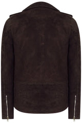 Ανδρικό μπουφάν Brando Suede από γνήσιο δέρμα Vintage με σταυρωτό φερμουάρ - καφέ