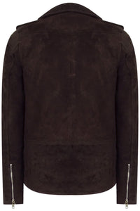 Ανδρικό μπουφάν Brando Suede από γνήσιο δέρμα Vintage με σταυρωτό φερμουάρ - καφέ