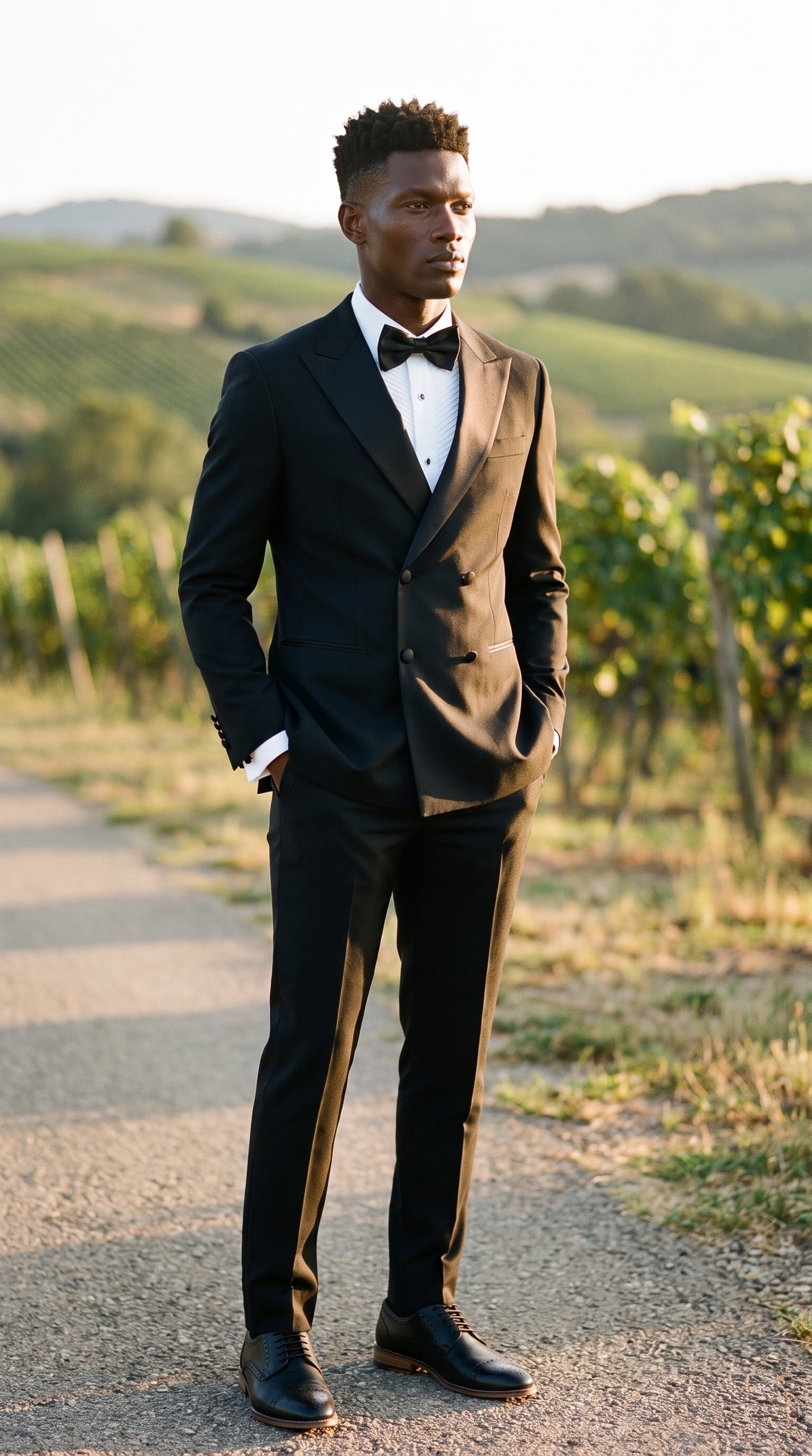 Look #801 styled with Aspen - Ανδρικό Μαύρο Κοστούμι 2 Τεμαχίων με Σταυρωτό Σμόκιν