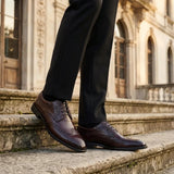 Cambridge - Ανδρικά σκούρα καφέ παπούτσια Wingtip Brogue Derby