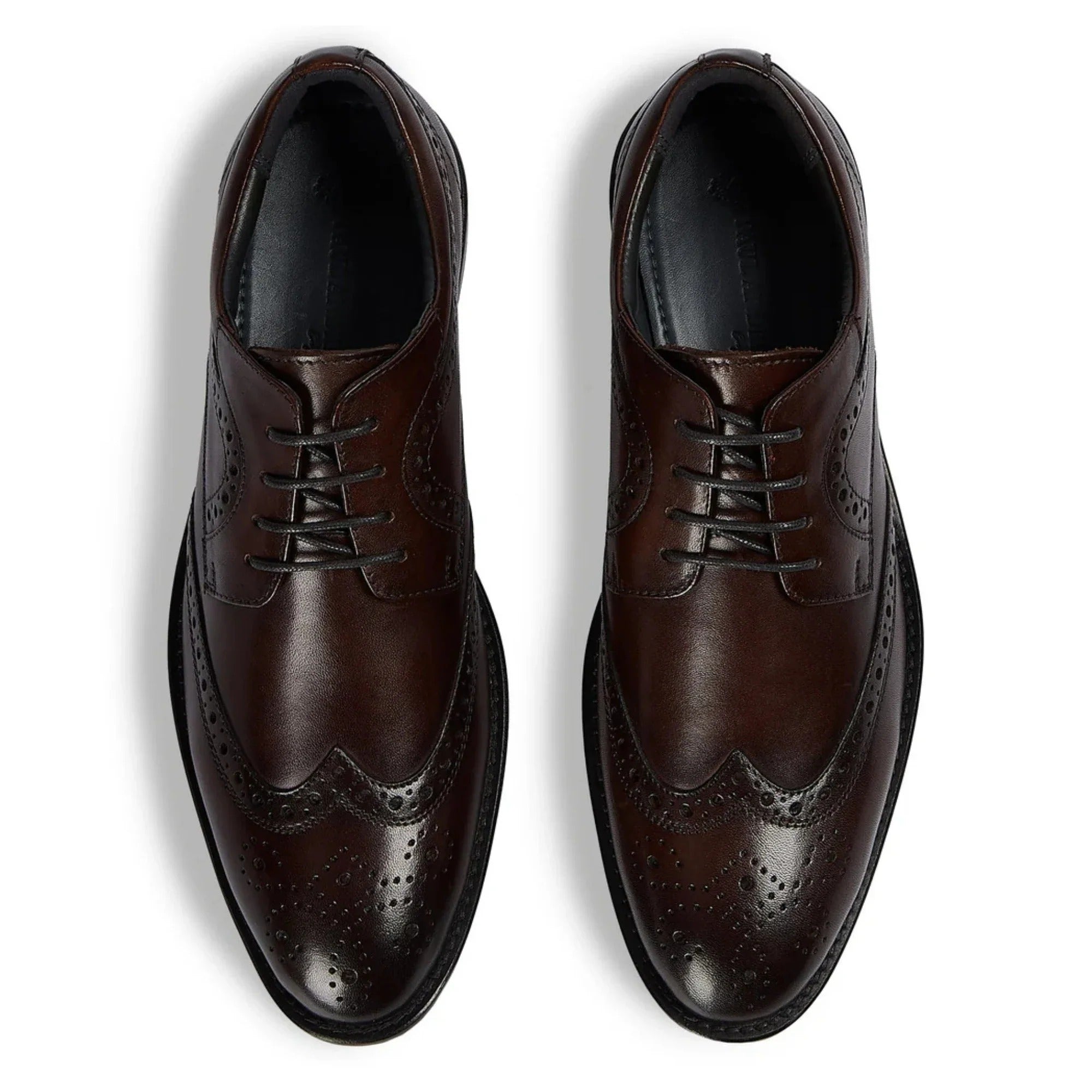 Cambridge - Ανδρικά σκούρα καφέ παπούτσια Wingtip Brogue Derby