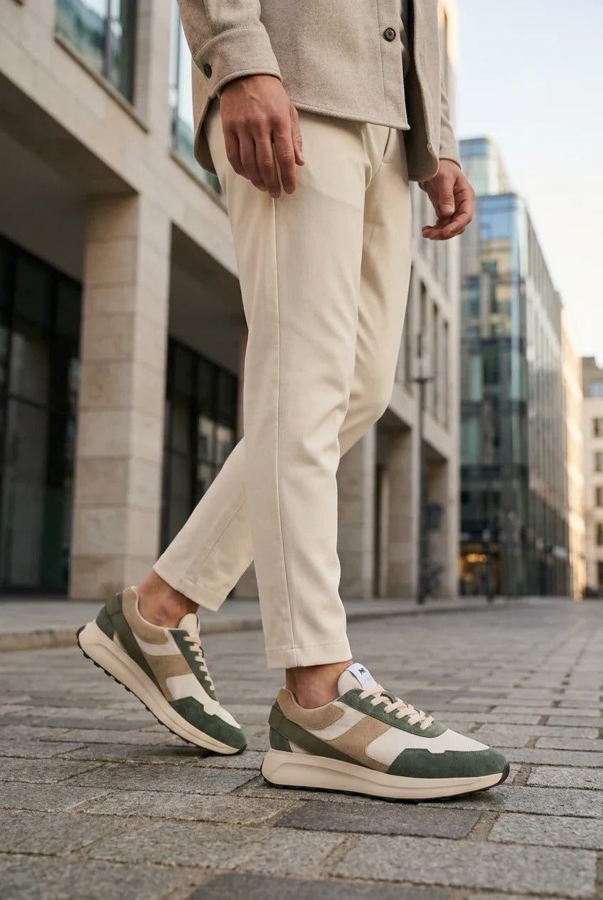 Canbera - Ανδρικά Sneakers Sneakers σε Πράσινο Φασκόμηλο, Ελαφριά Σουέτ