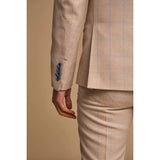 Caridi - Ανδρικό Μπεζ Σταυρωτό Κοστούμι 2 Τεμαχίων