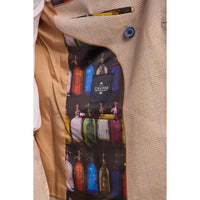 Caridi - Ανδρικό Μπεζ Σταυρωτό Κοστούμι 2 Τεμαχίων