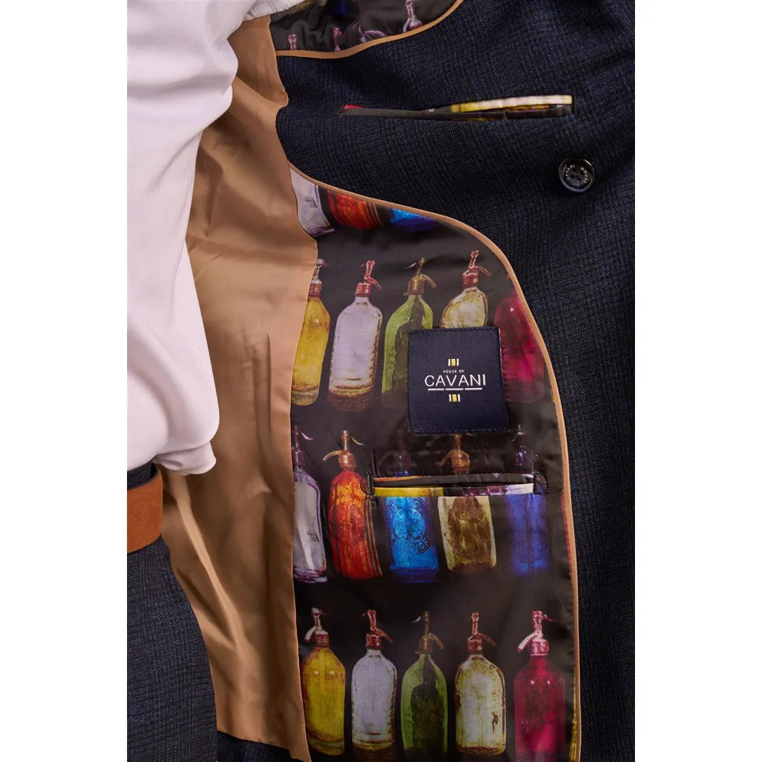 Caridi - Ανδρικό Σταυρωτό Κοστούμι 2 Τεμαχίων σε Σκούρο Μπλε Χρώμα