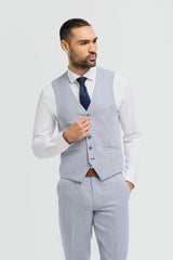 Ανδρικό Ολόσωμο Σκέτο 3 Τεμαχίων από Τουίντ, Ανοιχτό Μπλε, Προσαρμοσμένη Εφαρμογή, Γάμου, Peaky Classic