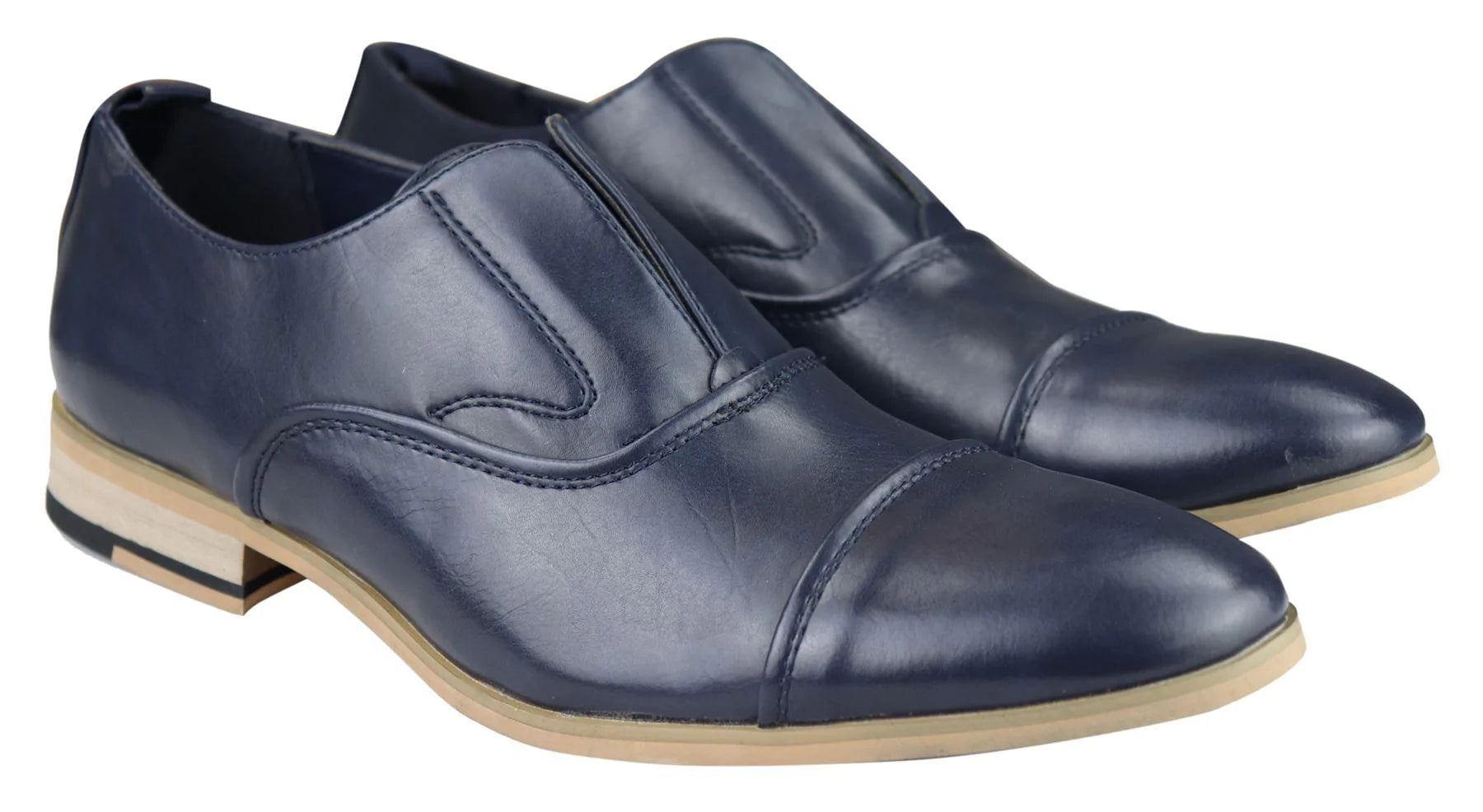 Ανδρικά Δερμάτινα Παπούτσια Slip On Έξυπνα Επίσημα, Μπλε, Καφέ, Γάμος, Γραφείο, Πάρτι