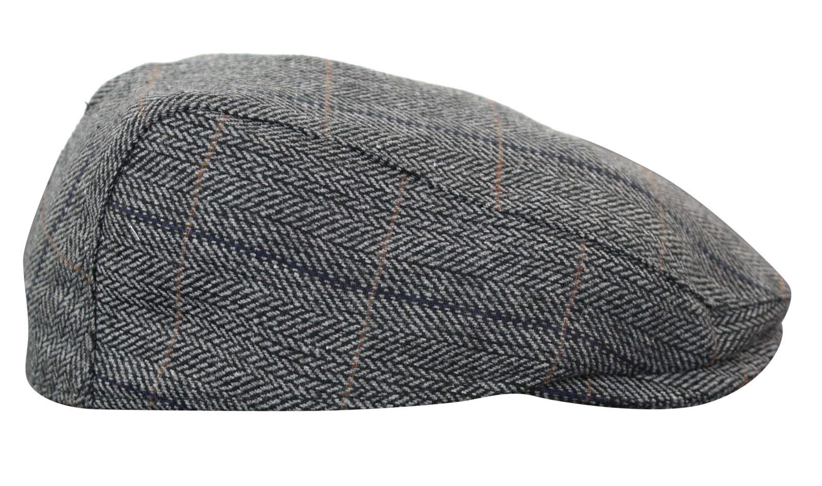 Cavani Albert Ανδρικό Tweed Flat Cap - Ψαροκόκκαλο Tweed Μάλλινο Παππού Vintage - Ανοιχτό καφέ/Ανθρακί γκρι