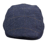 Καπέλο Cavani Kempson Flat Cap - Ανδρικό Καπέλο Παππού από Τουίντ με Καρό Μάλλινο Στυλ Vintage - Λαδί/Μπλε