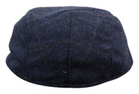 Καπέλο Cavani Kempson Flat Cap - Ανδρικό Καπέλο Παππού από Τουίντ με Καρό Μάλλινο Στυλ Vintage - Λαδί/Μπλε