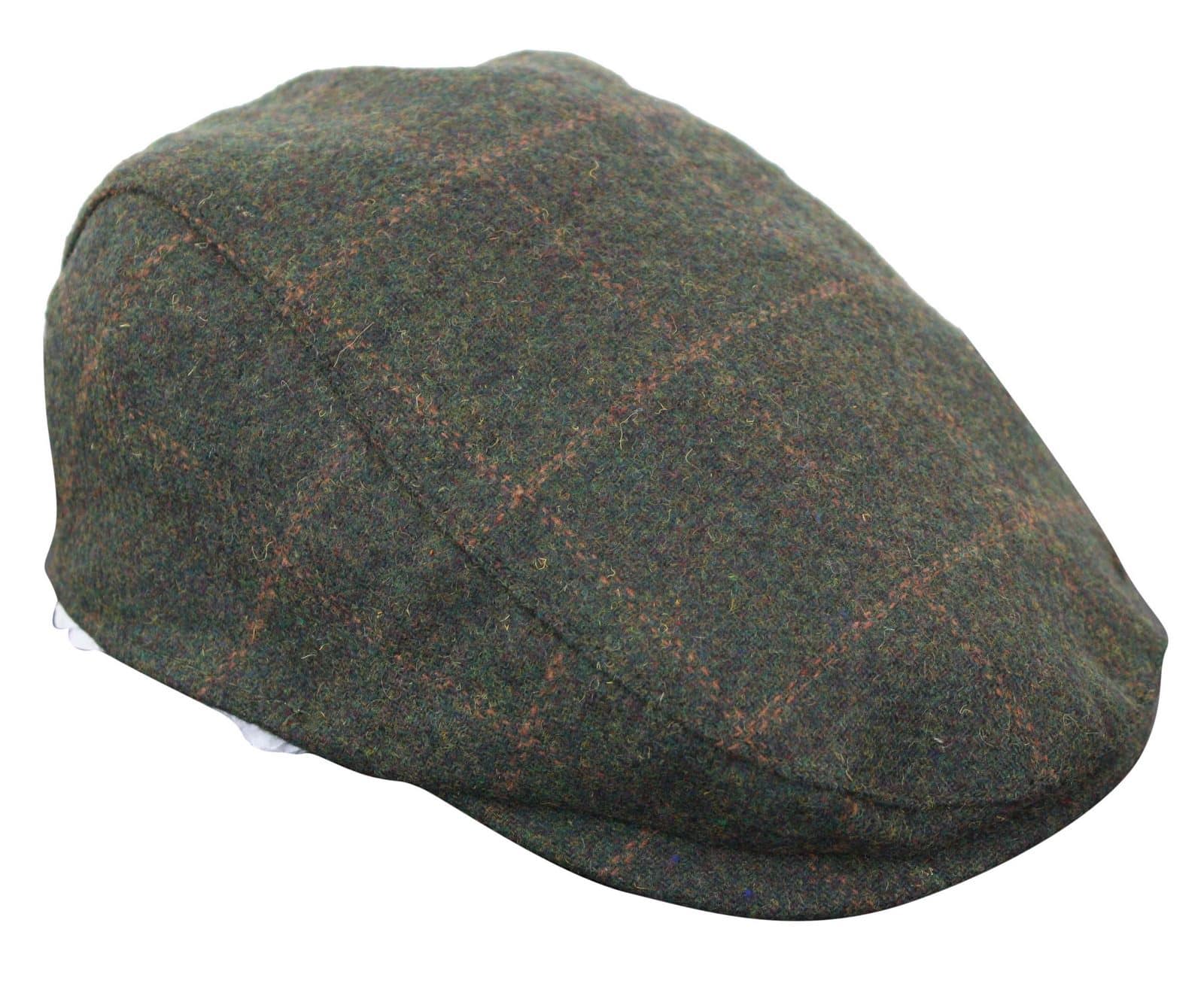Καπέλο Cavani Kempson Flat Cap - Ανδρικό Καπέλο Παππού από Τουίντ με Καρό Μάλλινο Στυλ Vintage - Λαδί/Μπλε