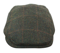 Καπέλο Cavani Kempson Flat Cap - Ανδρικό Καπέλο Παππού από Τουίντ με Καρό Μάλλινο Στυλ Vintage - Λαδί/Μπλε