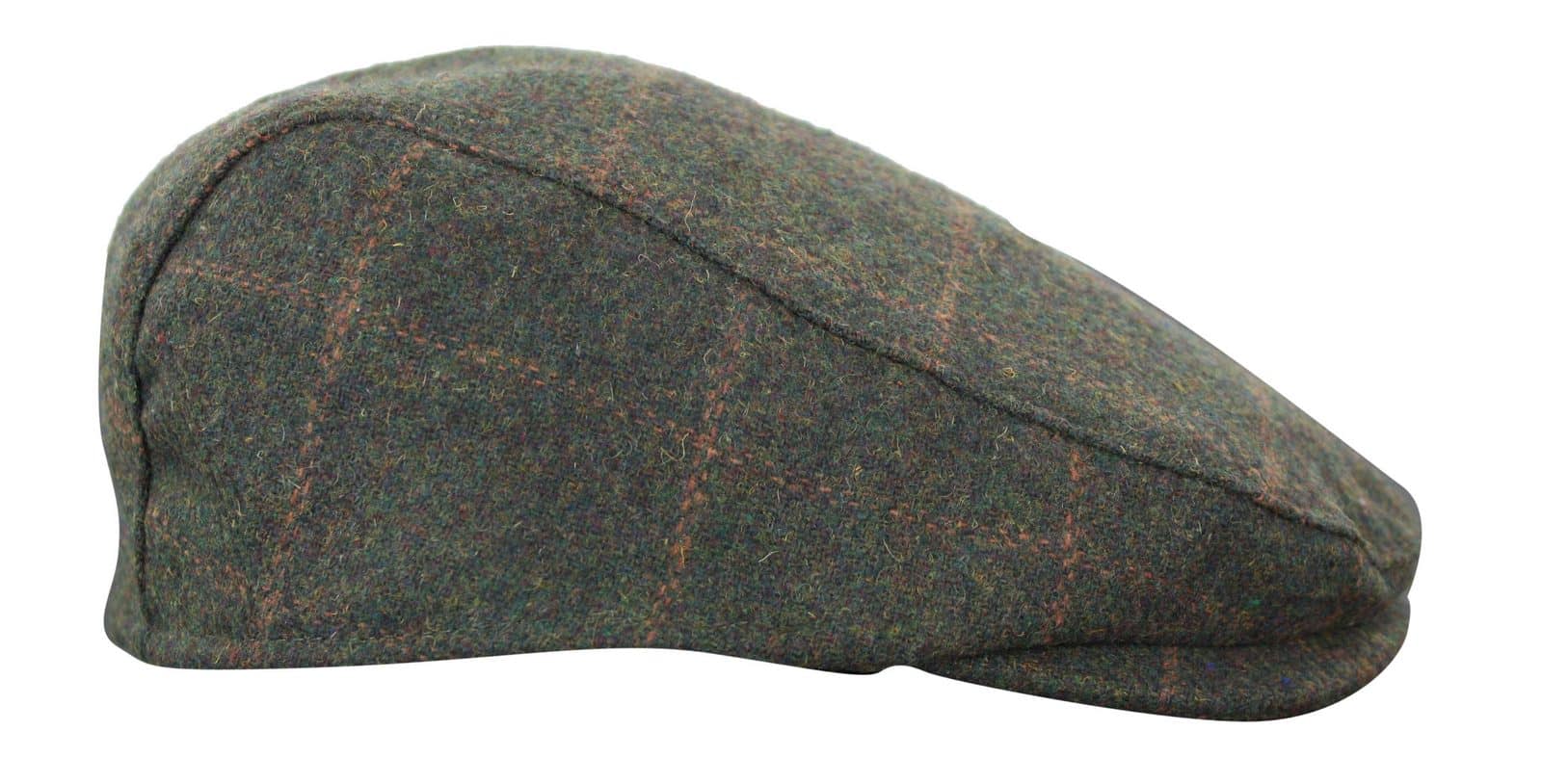 Καπέλο Cavani Kempson Flat Cap - Ανδρικό Καπέλο Παππού από Τουίντ με Καρό Μάλλινο Στυλ Vintage - Λαδί/Μπλε