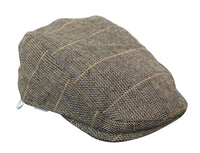 Cavani Albert Ανδρικό Tweed Flat Cap - Ψαροκόκκαλο Tweed Μάλλινο Παππού Vintage - Ανοιχτό καφέ/Ανθρακί γκρι
