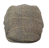 Cavani Albert Ανδρικό Tweed Flat Cap - Ψαροκόκκαλο Tweed Μάλλινο Παππού Vintage - Ανοιχτό καφέ/Ανθρακί γκρι