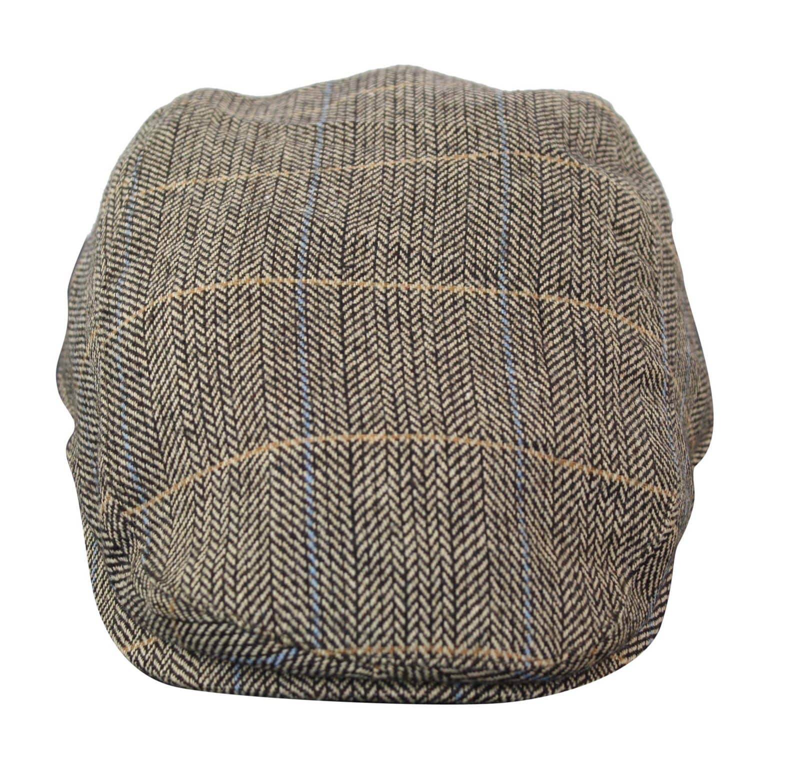 Cavani Albert Ανδρικό Tweed Flat Cap - Ψαροκόκκαλο Tweed Μάλλινο Παππού Vintage - Ανοιχτό καφέ/Ανθρακί γκρι