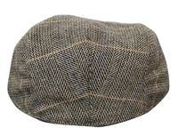 Cavani Albert Ανδρικό Tweed Flat Cap - Ψαροκόκκαλο Tweed Μάλλινο Παππού Vintage - Ανοιχτό καφέ/Ανθρακί γκρι