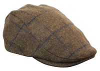 Καπέλο Cavani Kempson Flat Cap - Ανδρικό Καπέλο Παππού από Τουίντ με Καρό Μάλλινο Στυλ Vintage - Λαδί/Μπλε
