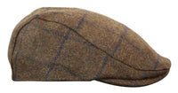 Καπέλο Cavani Kempson Flat Cap - Ανδρικό Καπέλο Παππού από Τουίντ με Καρό Μάλλινο Στυλ Vintage - Λαδί/Μπλε