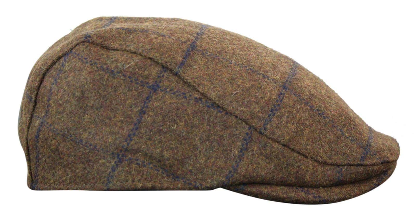 Καπέλο Cavani Kempson Flat Cap - Ανδρικό Καπέλο Παππού από Τουίντ με Καρό Μάλλινο Στυλ Vintage - Λαδί/Μπλε